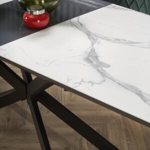 Pidentävä ruokapöytä DIESEL, valkoinen marmor / tummanharmaa / musta