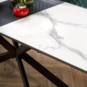 Pidentävä ruokapöytä DIESEL, valkoinen marmor / tummanharmaa / musta
