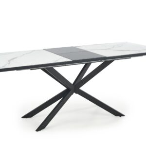 Pidentävä ruokapöytä DIESEL, valkoinen marmor / tummanharmaa / musta
