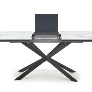 Pidentävä ruokapöytä DIESEL, valkoinen marmor / tummanharmaa / musta