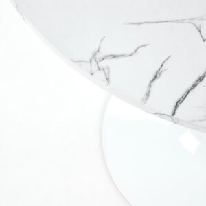 Ruokapöytä DENVER, valkoinen marmori / valkoinen