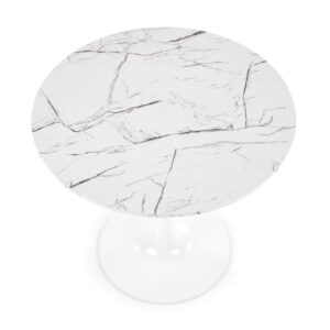 Ruokapöytä DENVER, valkoinen marmori / valkoinen