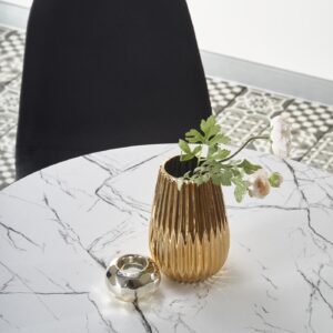 Ruokapöytä DENVER, valkoinen marmori / valkoinen