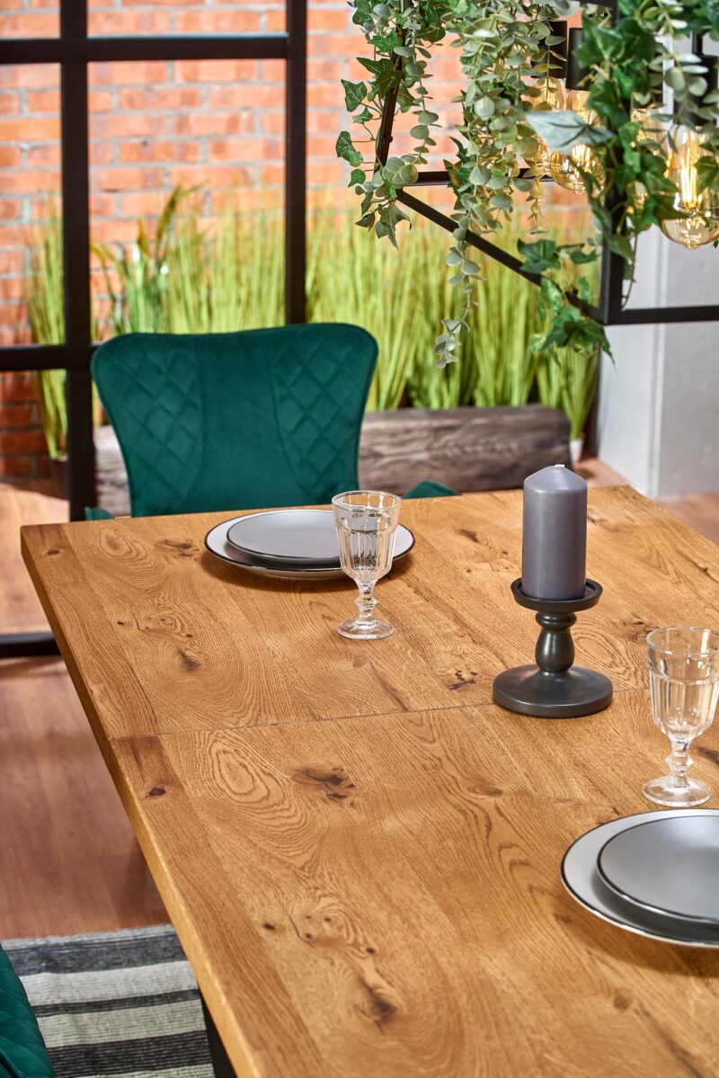 Pidentävä Ruokapöytä MASENO, vaalea tammi / musta