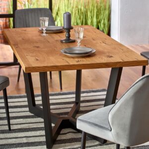 Pidentävä Ruokapöytä MASENO, vaalea tammi / musta