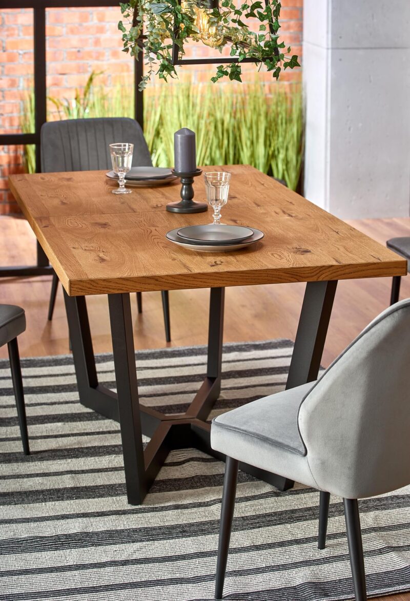 Pidentävä Ruokapöytä MASENO, vaalea tammi / musta