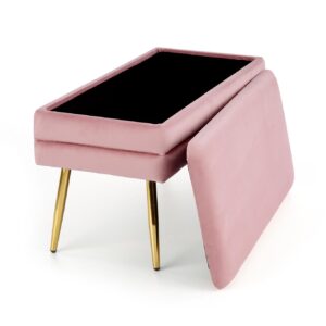 VELVA vaaleanpunainen/kultainen penkki