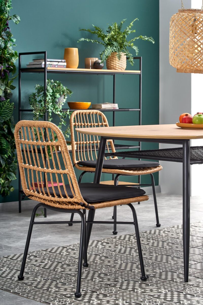 Ruokapöytä JACKSON, kultainen tammi / musta