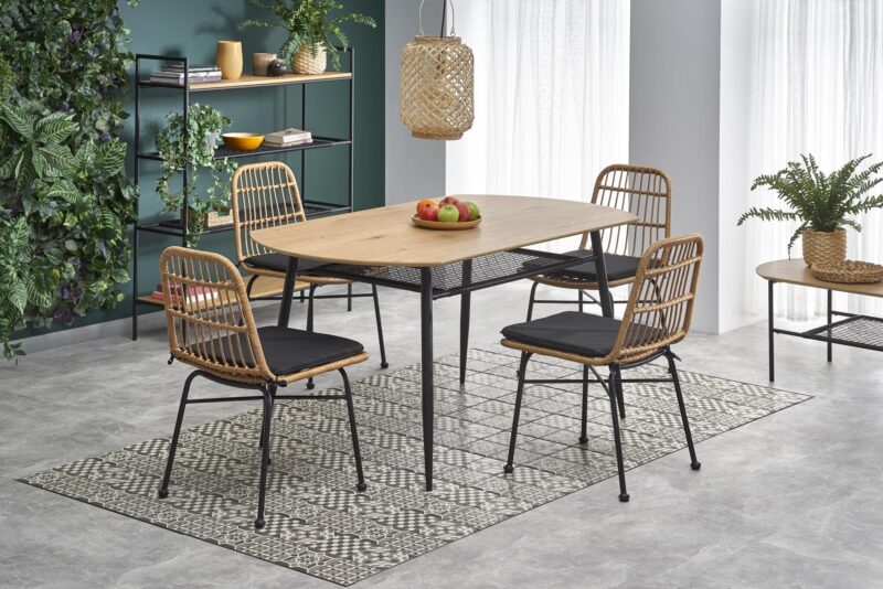 Ruokapöytä JACKSON, kultainen tammi / musta