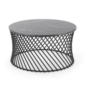 Kahvilatable MINORIA, harmaa marmor - musta