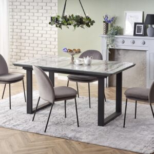 Laajennettava Ruokapöytä MARLON, valkoista marmoria