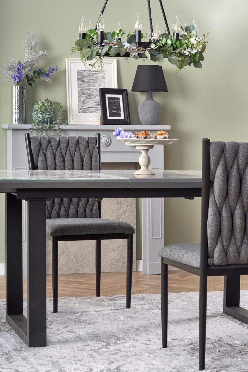 Laajennettava Ruokapöytä MARLON, valkoista marmoria