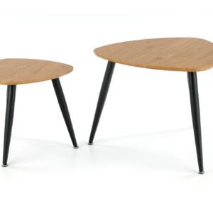 Kahvilapöytäsetti NIRONA 2, kultatamme / musta