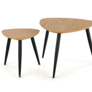 Kahvilapöytäsetti NIRONA 2, kultatamme / musta