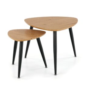 Kahvilapöytäsetti NIRONA 2, kultatamme / musta