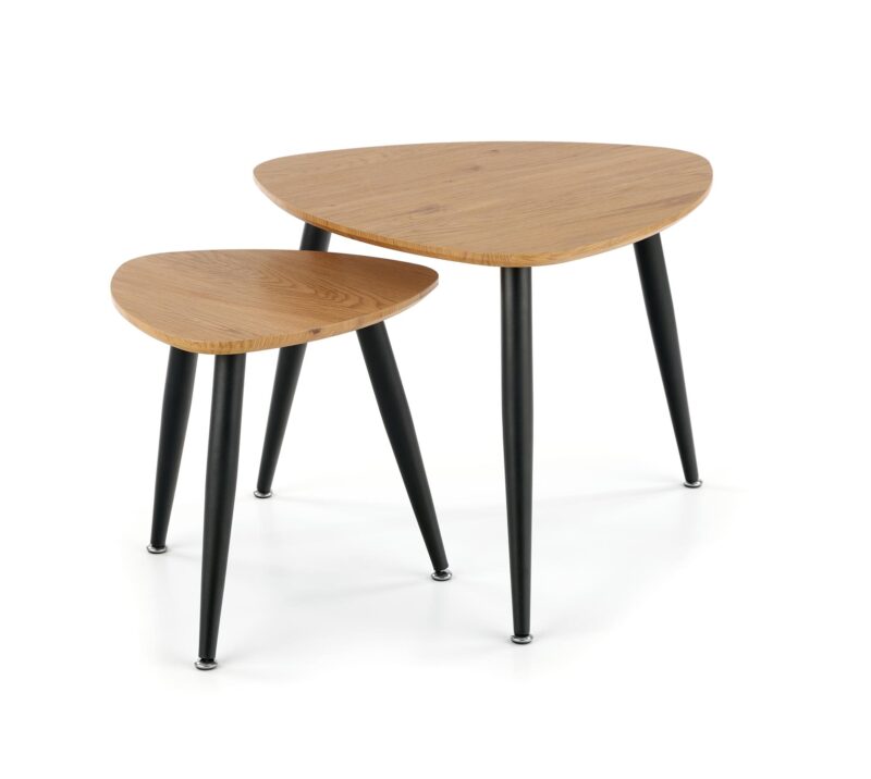 Kahvilapöytäsetti NIRONA 2, kultatamme / musta