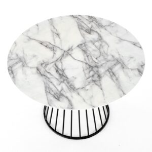 Ruokapöytä AURTESSA, valkoinen marmi / musta