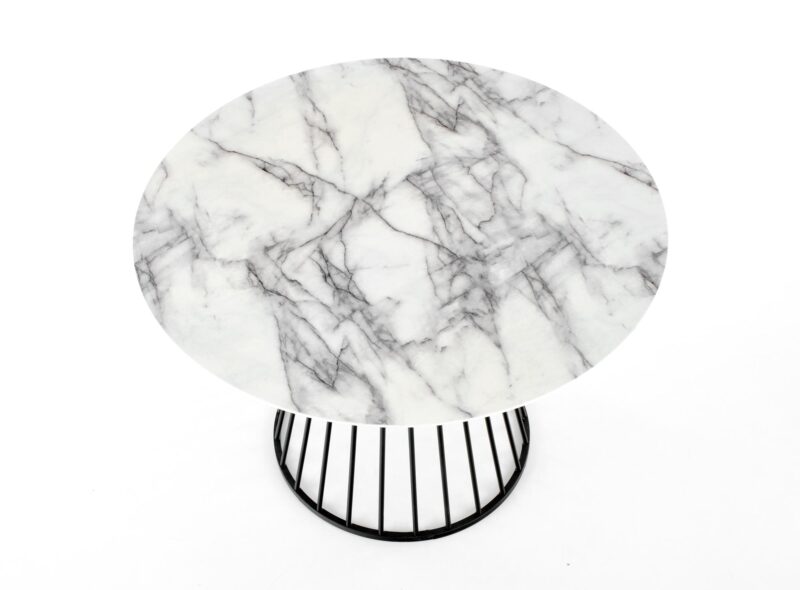 Ruokapöytä AURTESSA, valkoinen marmi / musta