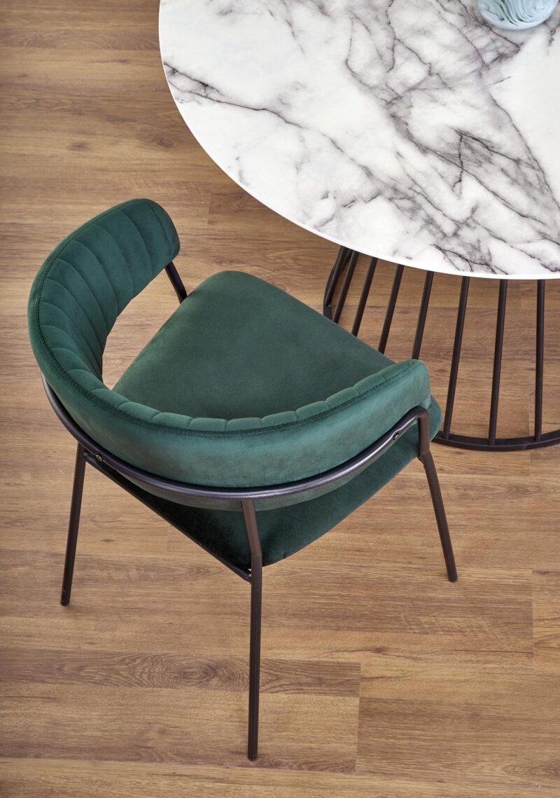 Ruokapöytä AURTESSA, valkoinen marmi / musta