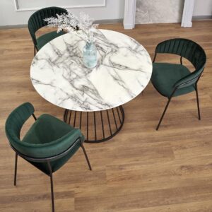 Ruokapöytä AURTESSA, valkoinen marmi / musta