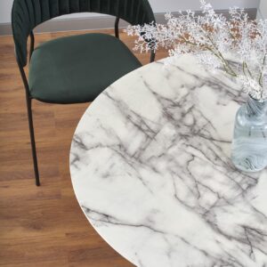 Ruokapöytä AURTESSA, valkoinen marmi / musta