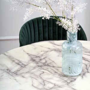 Ruokapöytä AURTESSA, valkoinen marmi / musta