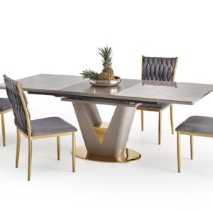 Ruokapöytä VALTOR, harmaa / kulta