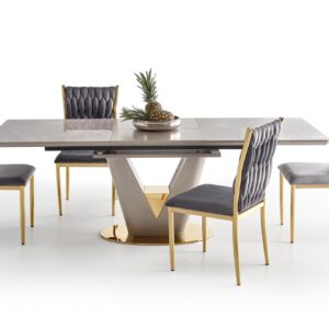 Ruokapöytä VALTOR, harmaa / kulta