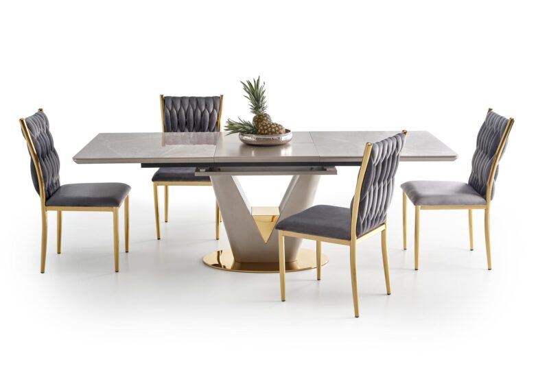 Ruokapöytä VALTOR, harmaa / kulta