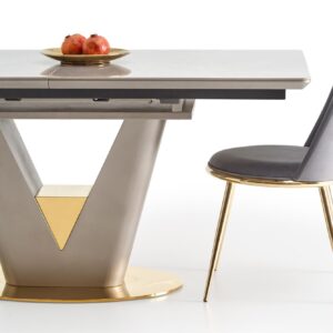 Ruokapöytä VALTOR, harmaa / kulta