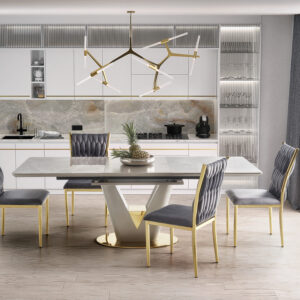 Ruokapöytä VALTOR, harmaa / kulta