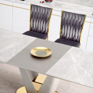 Ruokapöytä VALTOR, harmaa / kulta