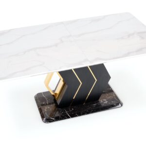 Ruokapöytä VINCENZO, valkoinen marmori / musta / kulta