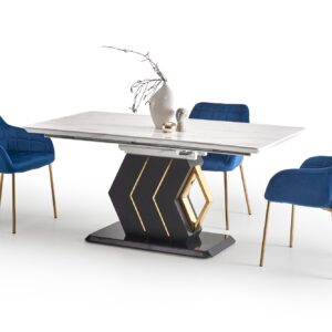 Ruokapöytä VINCENZO, valkoinen marmori / musta / kulta