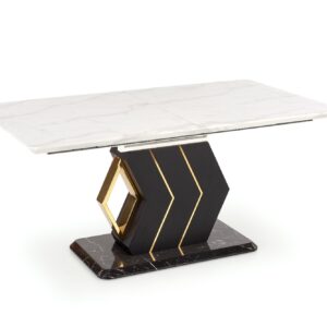 Ruokapöytä VINCENZO, valkoinen marmori / musta / kulta