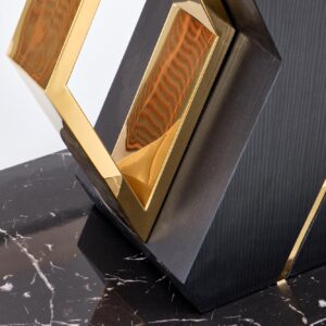 Ruokapöytä VINCENZO, valkoinen marmori / musta / kulta