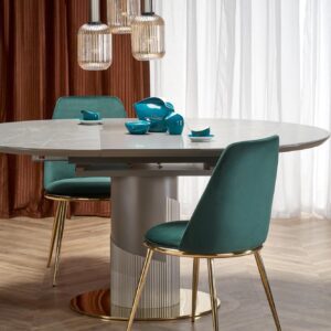 Ruokapöytä MUSVIN, harmaasta kristallista