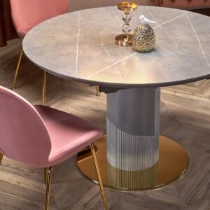 Ruokapöytä MUSVIN, harmaasta kristallista