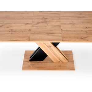 Pidennettävä ruokapöytä ALETTOA – musta / tammijäljitelmä