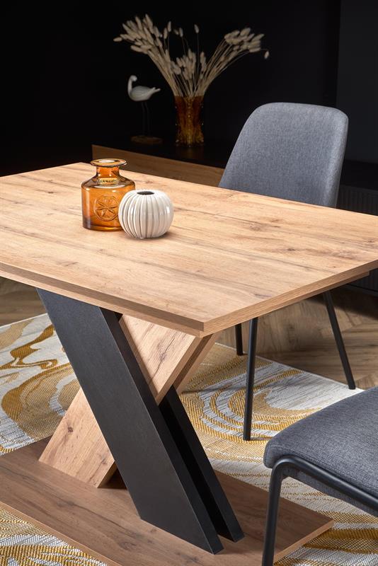 Pidennettävä ruokapöytä ALETTOA – musta / tammijäljitelmä