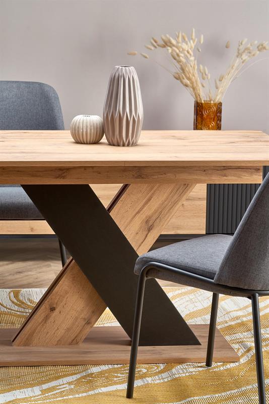 Pidennettävä ruokapöytä ALETTOA – musta / tammijäljitelmä