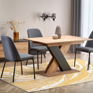 Pidennettävä ruokapöytä ALETTOA – musta / tammijäljitelmä