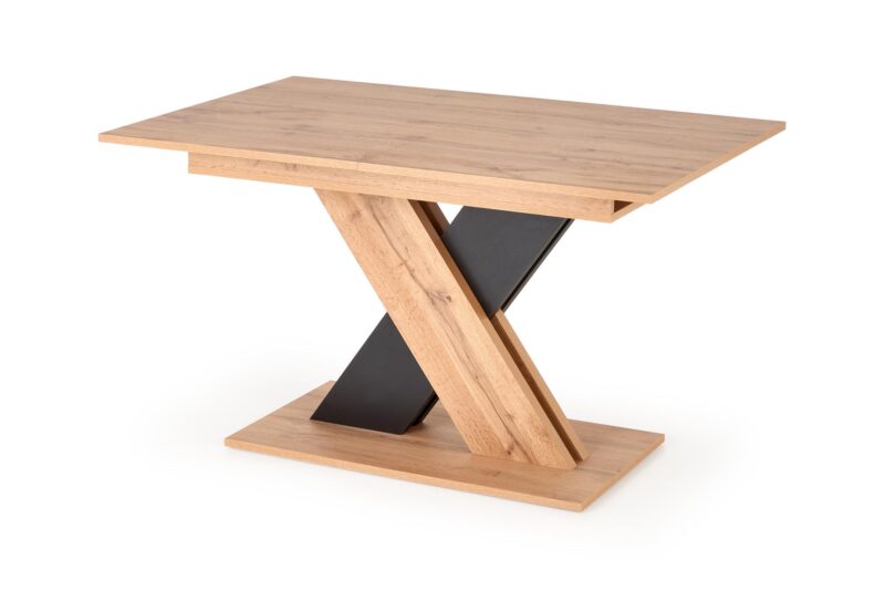 Pidennettävä ruokapöytä ALETTOA – musta / tammijäljitelmä