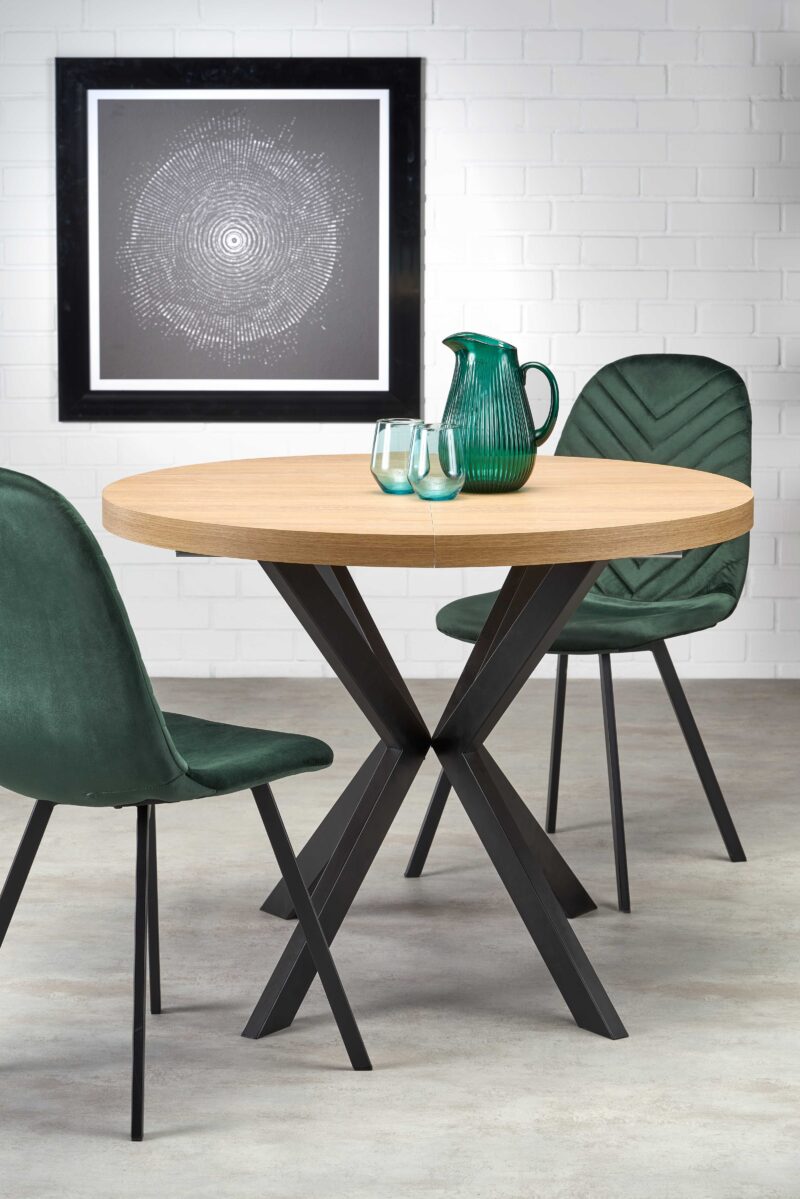 Laajennettava ruokapöytä PERONA, kultainen tammi/musta