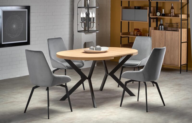 Laajennettava ruokapöytä PERONA, kultainen tammi/musta