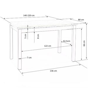 Laajennettava ruokapöytä VERAENZA