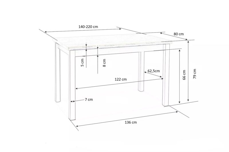 Laajennettava ruokapöytä VERAENZA