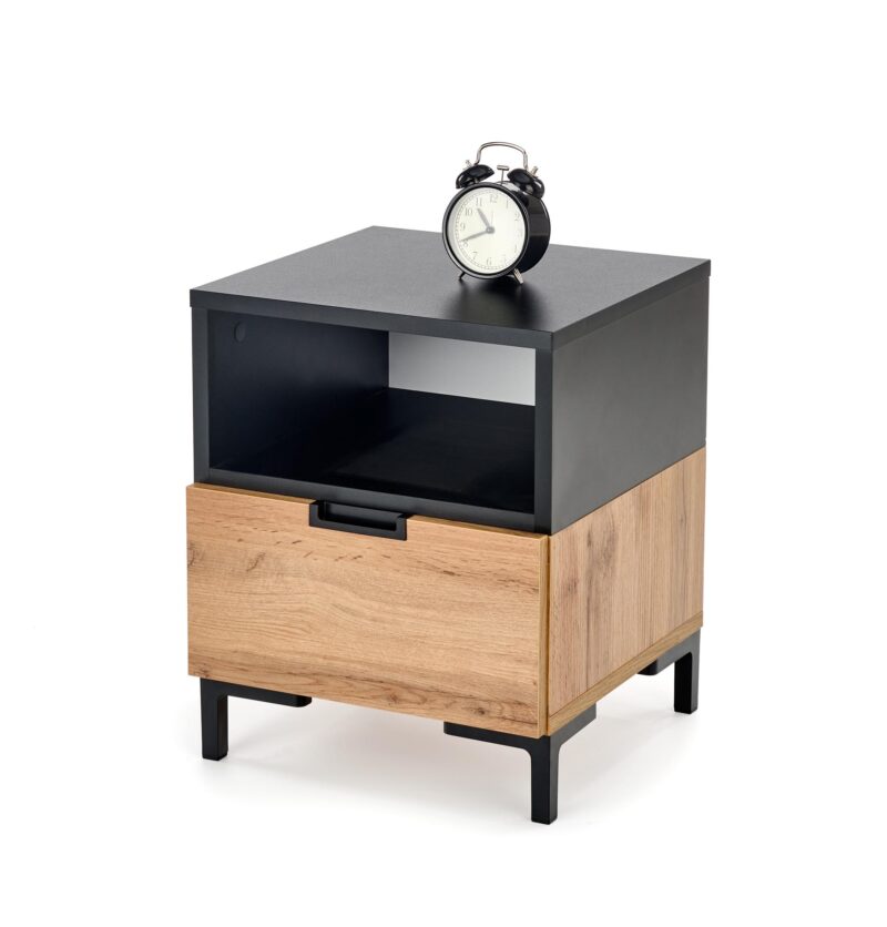 Yöpöytä SILVIO, wotan tammi - musta