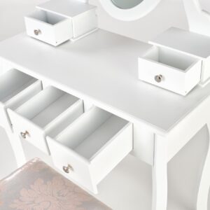 Meikkipöytä SARENA tuolilla, valkoinen mattapinta