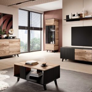 Vitriinikaappi RAVENO W-1, tammi / musta